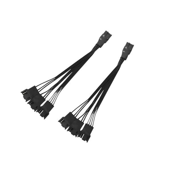 PC Fan Splitter Cable 1 to 3 (4 Pin + 3 Pin) 2 Pack