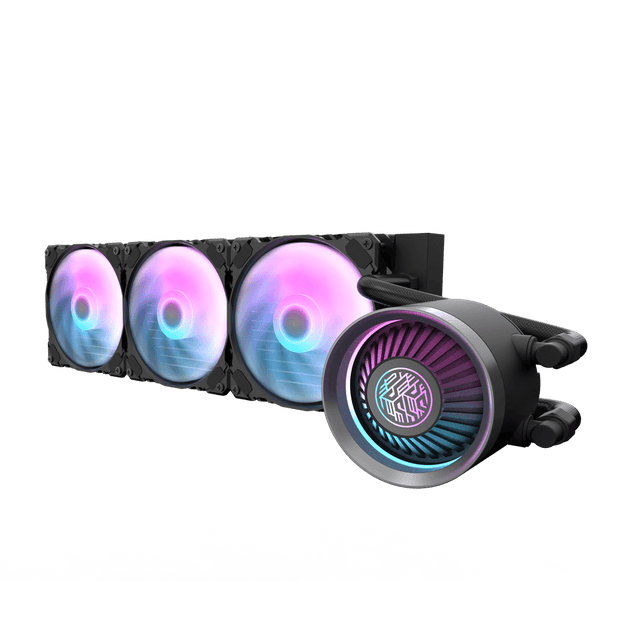 darkFlash Nebula DN all-in-one liquid CPU cooler with ARGB pump head and radiator fans