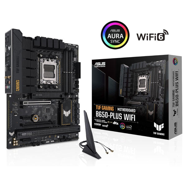 ASUS TUF GAMING B650-PLUS WIFI AMD B650 AM5 Ryzen™ Desktop 9000 8000 and 7000 ATX motherboard, 14 power stages, PCIe® 5.0 M.2 , DDR5 memory, WiFi 6 and 2.5 Gb Ethernet, USB4® support Aura Sync