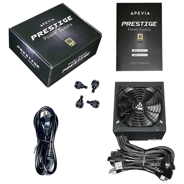 Apevia ATX-PR850W PCIe 5.0 & ATX 3.0 Ready Prestige 850W 80+ Gold Certified, Gen 5 12VHPWR Connector, Active PFC ATX Gaming Power Supply