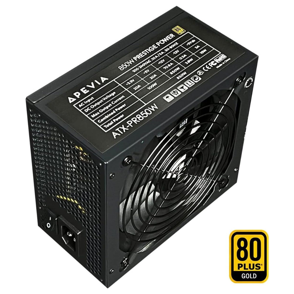 Apevia ATX-PR850W PCIe 5.0 & ATX 3.0 Ready Prestige 850W 80+ Gold Certified, Gen 5 12VHPWR Connector, Active PFC ATX Gaming Power Supply