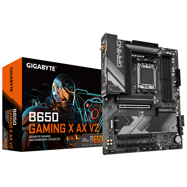 GIGABYTE B650 GAMING X AX V2 AM5 motherboard, top-down view