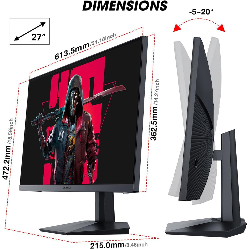 KOORUI GN01 27 Inch Full HD Gaming Monitor 165Hz