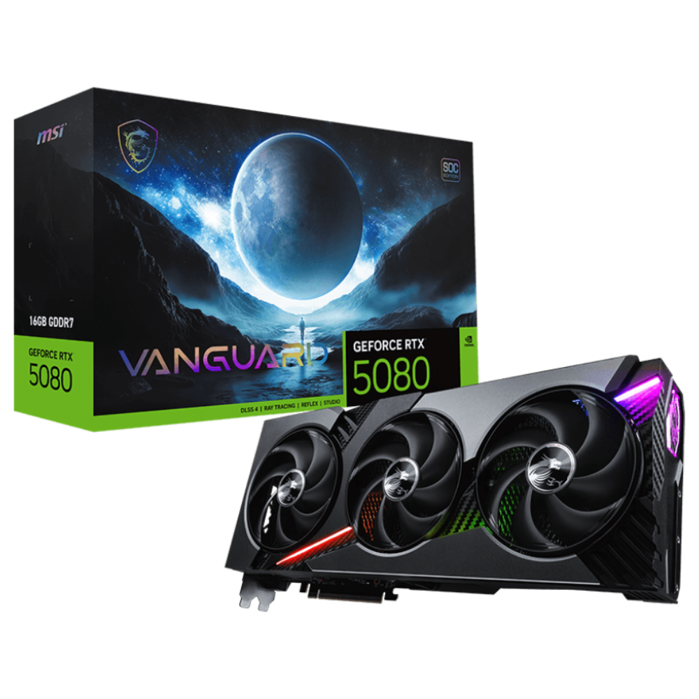 MSI VANGUARD GeForce RTX 5080 16GB GDDR7 PCI Express 5.0 Video Card RTX 5080 16G VANGUARD SOC