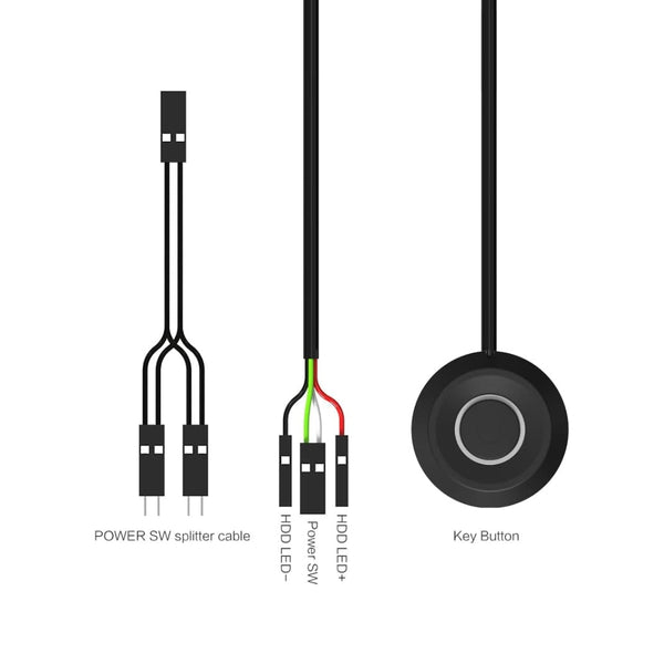 PC Power Button Desktop PC Computer Case Power Switch On Off HDD Push Computer Host Button Supply Supplies with 2m Cables