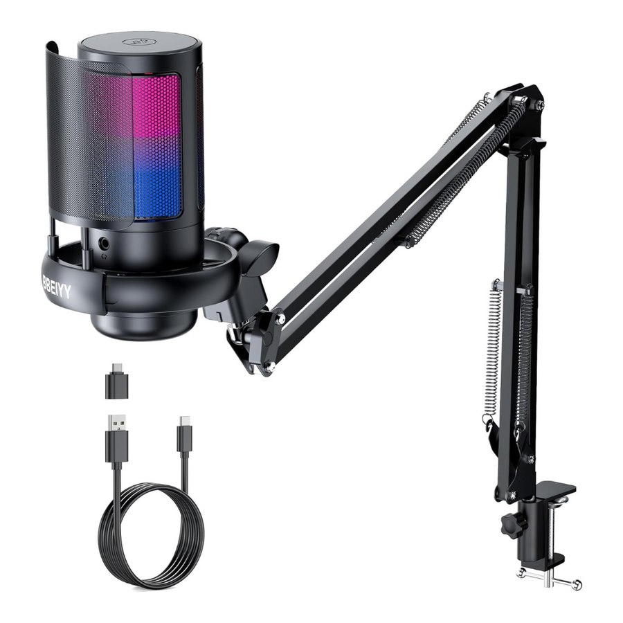 USB Microphone for PC: Computer Condenser Mic with Boom Arm