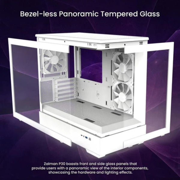 Zalman P30 mATX Mini-Tower PC Case Panoramic Glass 3 x ARGB Fans