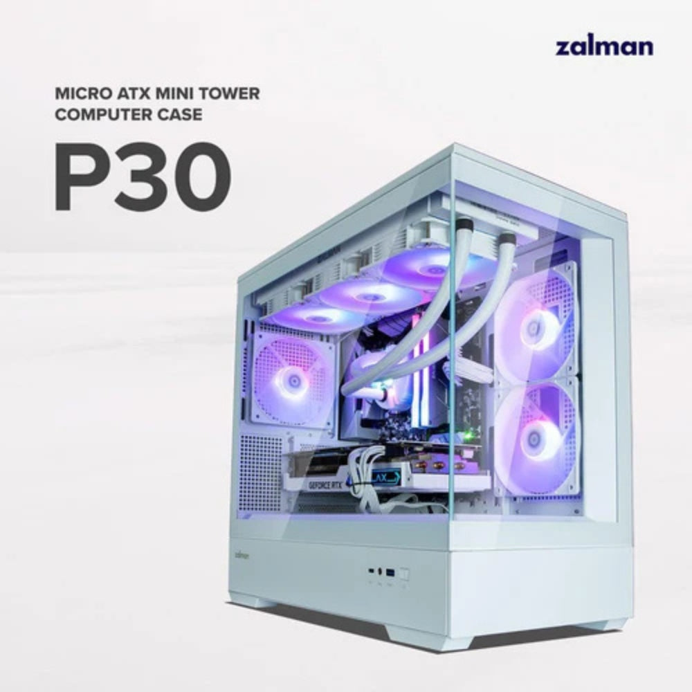 Zalman P30 mATX Mini-Tower PC Case Panoramic Glass 3 x ARGB Fans