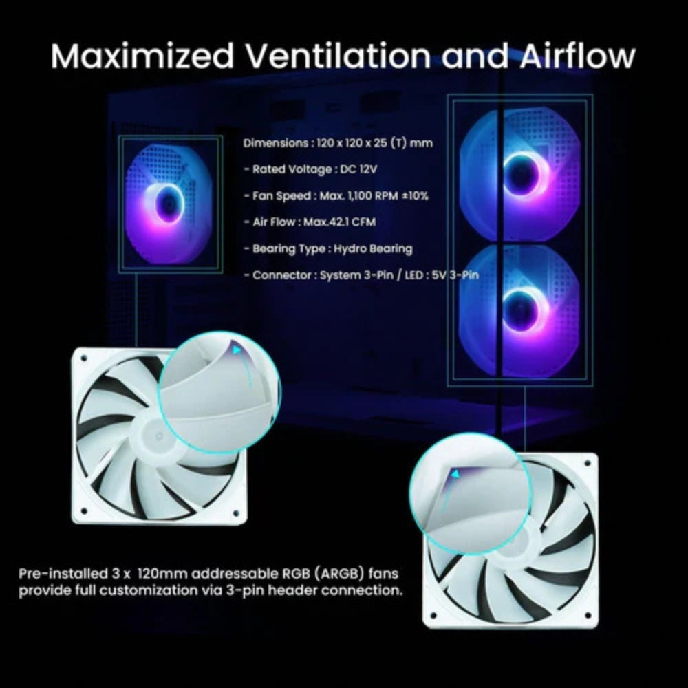 Zalman P30 mATX Mini-Tower PC Case Panoramic Glass 3 x ARGB Fans