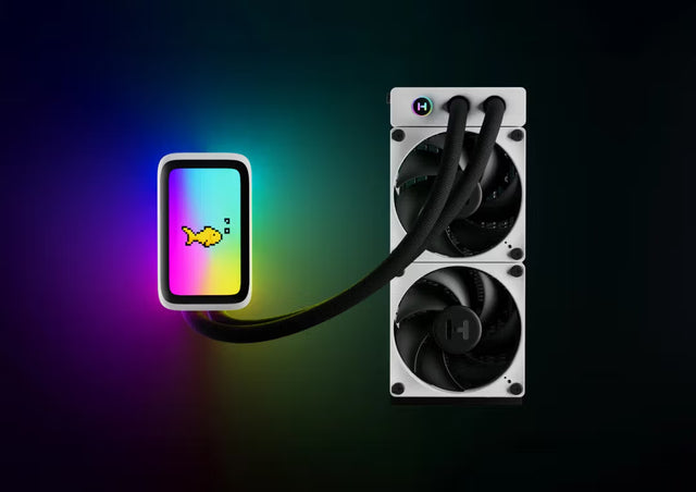 HYTE THICC Q60 360mm all-in-one liquid CPU cooler with large display pump head
