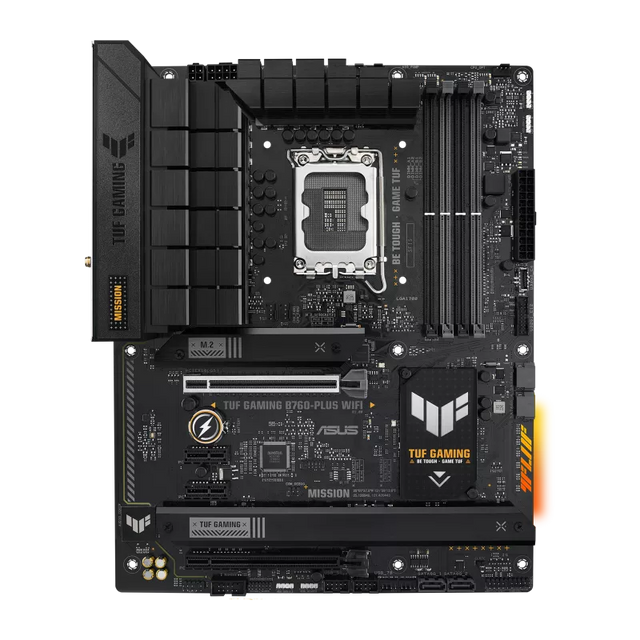 ASUS TUF GAMING B760-PLUS WIFI LGA1700 motherboard, top-down view