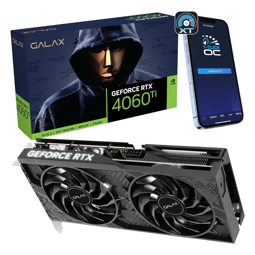 GALAX GeForce RTX™ 4060 Ti 1-Click OC, Xtreme Tuner App Control, 8GB, GDDR6, 128-bit, DP*3/HDMI 2.1/DLSS 3/Gaming Graphics Card