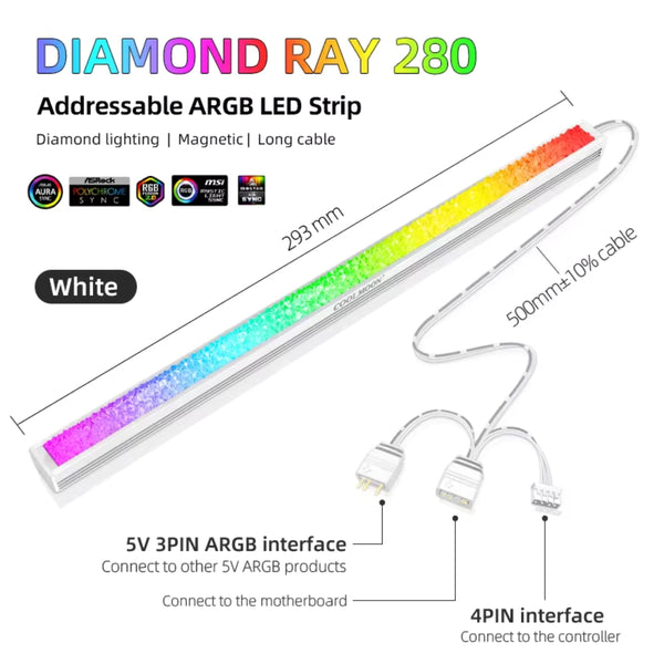 Acrylic Diamond ARGB LED Strip for PC 5V 3-pin ARGB LED 12inches