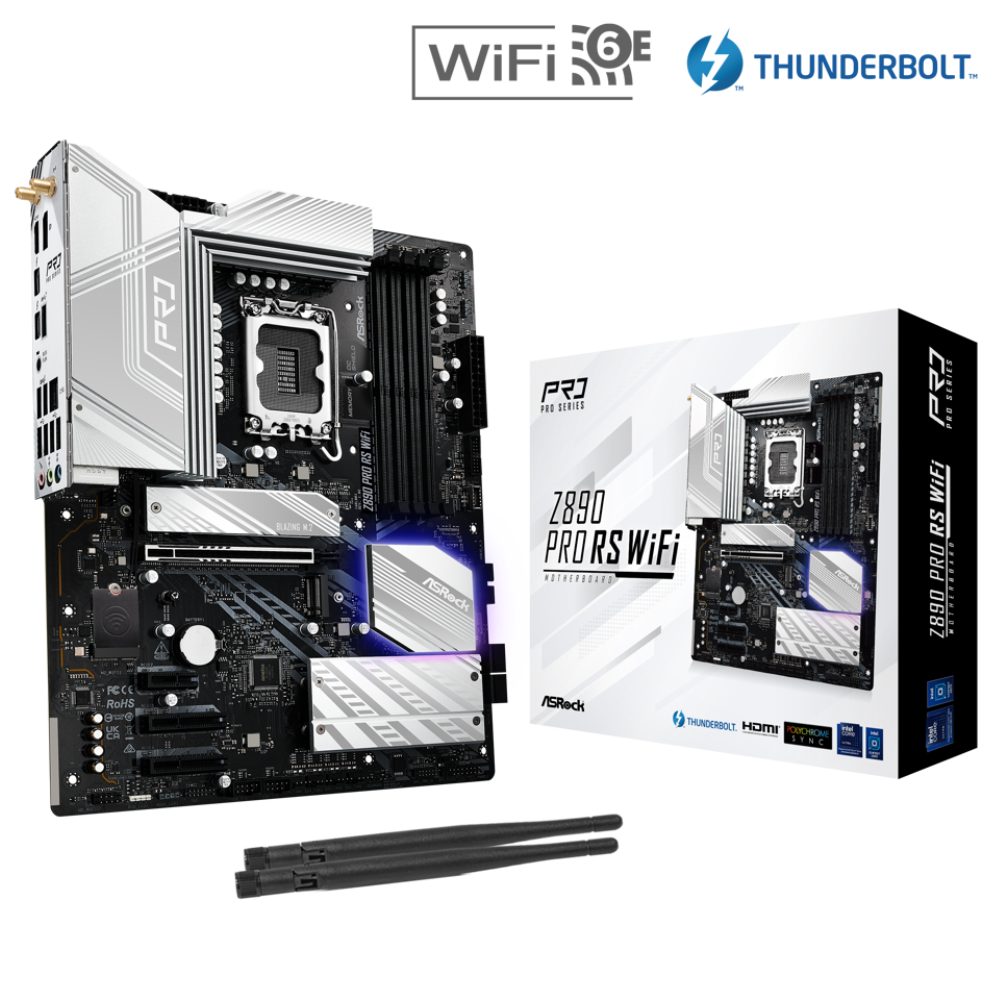 ASRock Z890 Pro RS WiFi LGA 1851 Intel Z890 SATA 6Gb/s ATX Motherboard